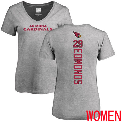 Arizona Cardinals Ash Women Chase Edmonds Backer V-Neck NFL Football #29 T Shirt->nfl t-shirts->Sports Accessory